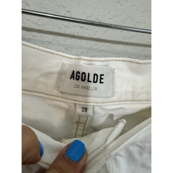 Agolde Parker White Cut Off Denim Shorts Women's 29  Button Fly‎ Raw Hem - Picture 2 of 4